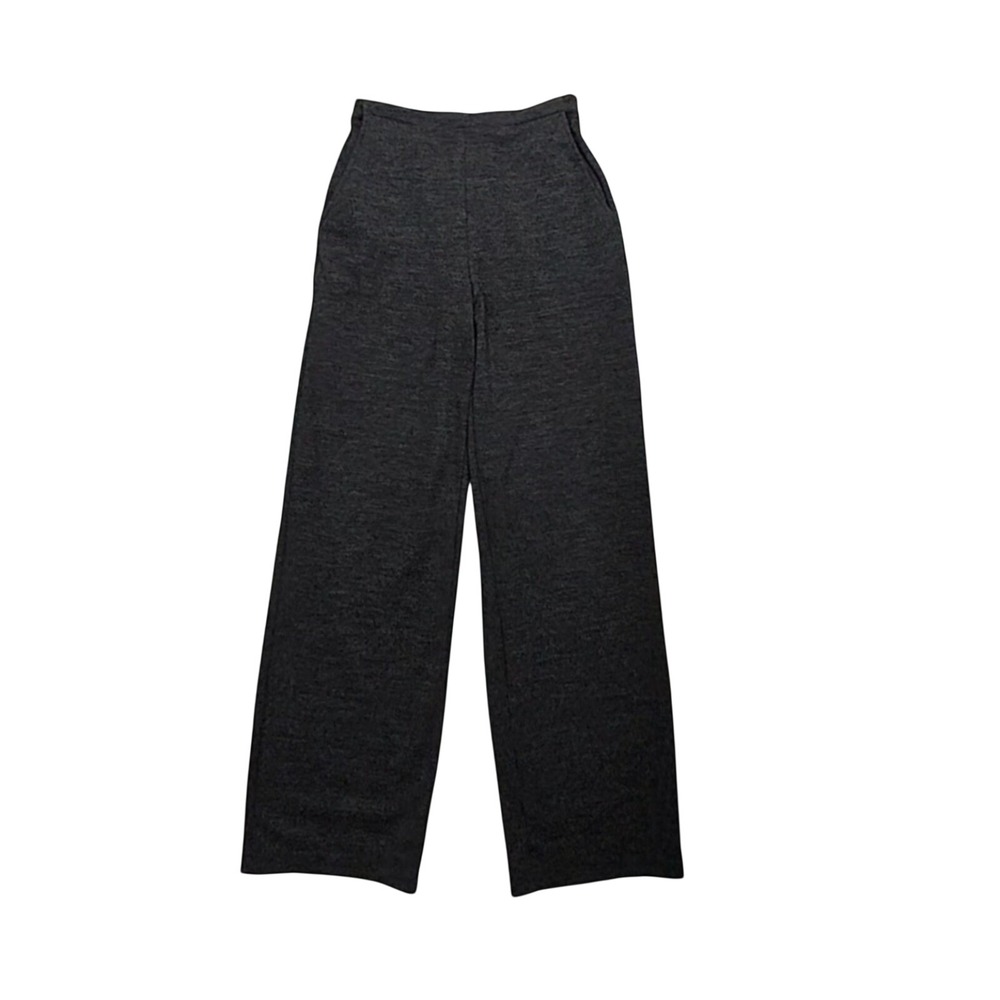 Garnet Hill Wool Pants Women 10 Wide relaxed fit Leg  Knit Gray Pockets Trousers